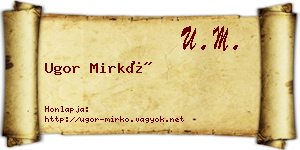 Ugor Mirkó névjegykártya